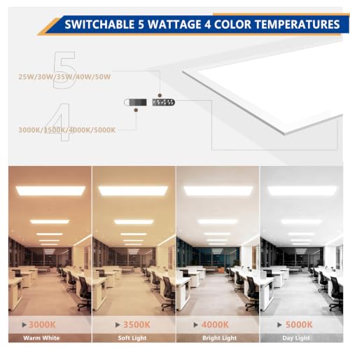 2x4 LED Panel Light,7500 LM,Selectable 4CCT,0-10V Dimmable,2Pack - size: 2x4-2Pack