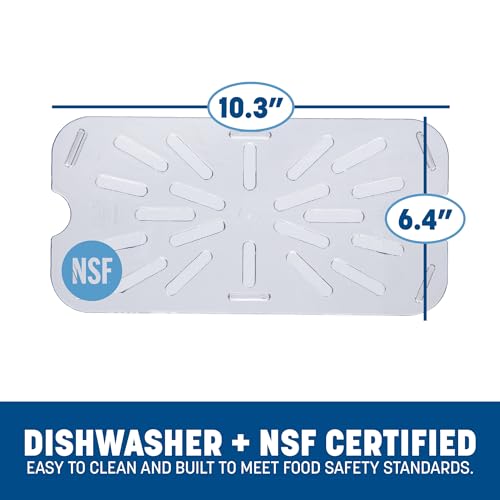 Carlisle FoodService Products Plastic Drain Shelf for 1/4 Size Food Pan Clear (Pack of 4) - size: 0.6 Inches (Pack of 4)