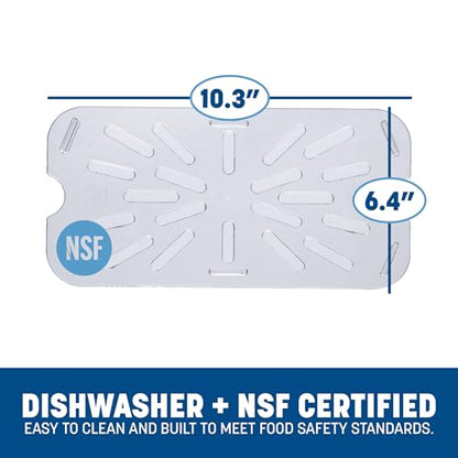 Carlisle FoodService Products Plastic Drain Shelf for 1/4 Size Food Pan Clear (Pack of 4) - size: 0.6 Inches (Pack of 4)