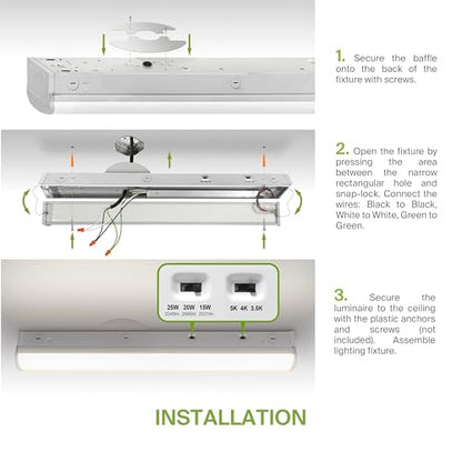 ASD 2ft LED Linear Strip Light Fixture, Emergency Battery Backup 9 Pack - color: White Emergency, size: 2FT