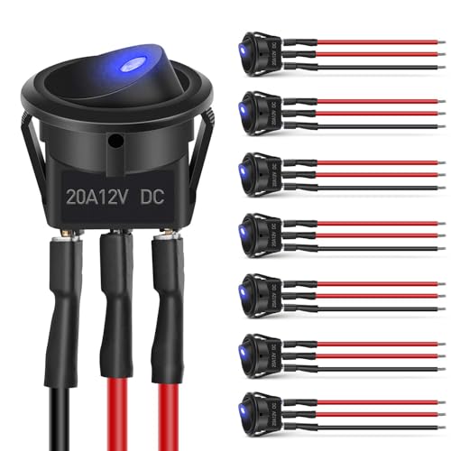 Nilight 8PCS Round On Off Rocker Toggle LED Electrical Switch 12V - color: 8Pcs Universal Switch