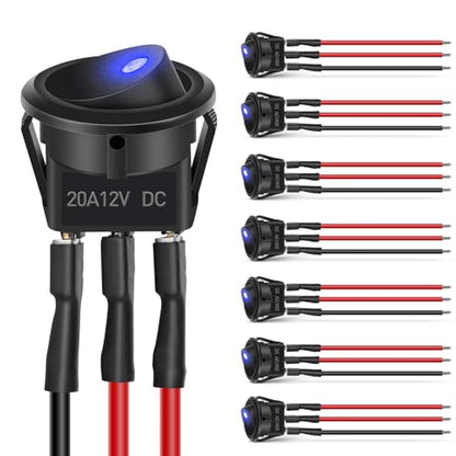Nilight 8PCS Round On Off Rocker Toggle LED Electrical Switch 12V - color: 8Pcs Universal Switch