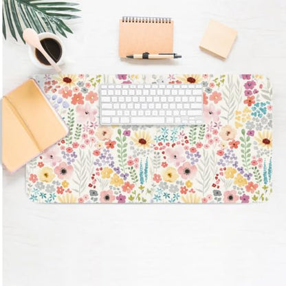 Floral Desk Mat, Cute Flower Large Mouse Pad, Pink 23.6"x11.8" - color: A Flowers - Pink, size: 23.6" x 11.8"