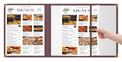 10 Pcs Burgundy Menu Cover 8.5x14 & 4.25x14, Asymmetric Trifold - color: burgundy, size: Trifold/2.5 Pages - 8.5" x 14"