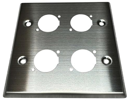 DIYTECH XLR Wall Plate Blank and XLR Panel Combo - Perfect for Professional Audio Setups in Studios, Theaters, and Conference Rooms - Easy to Install and Durable Design (4 Port Stainless Steel) - style: 4 Port Stainless Steel