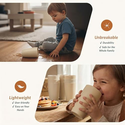 Homienly Wheat Straw Cups - Unbreakable Cups Set of 6,20 oz Dishwasher & Microwave Safe Drinking Glasses for Everyday Use-Beige - color: Beige, size: 20 Ounces
