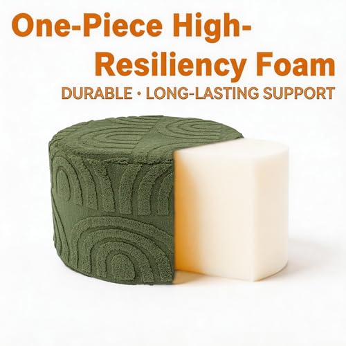 Asuprui Boucle Pouf Ottoman Foot Rest, Deep Green, 20x20x14 Inches - color: Deep Green, size: 20"D x 20"W x 14"H