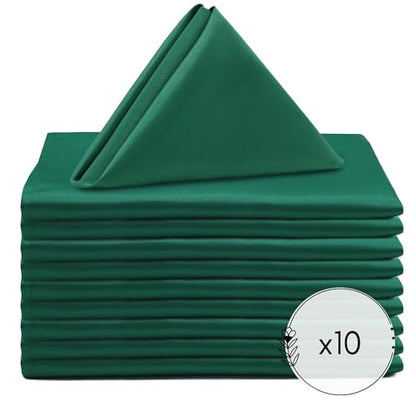 YOUR CHAIR COVERS - 10 Pack 20 Inch L'Amour Satin Napkins, Oversized, Double Folded and Hemmed Table Napkins for Restaurant, Bistro, Wedding, Thanksgiving and Christmas (Emerald Green) - color: Emerald Green
