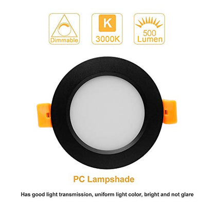 3 Inch LED Recessed Lighting, Dimmable Downlight 5W (40W Halogen Equivalent), CRI 80, 3000K Warm White Ceiling Light with LED Driver (4 Pack) - color: 3000k (Warm White), size: Black-3Inch-4Pack