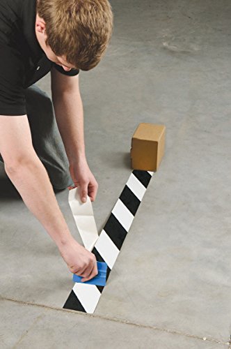 Brady ToughStripe Nonabrasive Diagonal Stripes Floor Marking Tape, 100' Length, 2" Width, Black on White (Pack of 1 Roll) - 104319 - color: Black on White