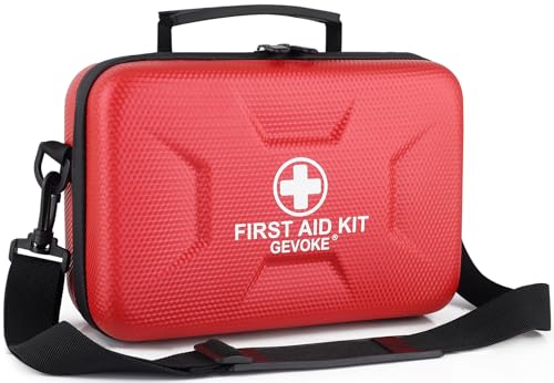 Gevoke 410 Piece Waterproof Hard Shell First Aid Kit, Red - color: Red