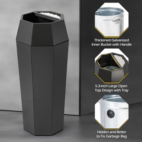Dyna-Living Commercial Trash Can Large Stainless Steel Garbage Can with Lid