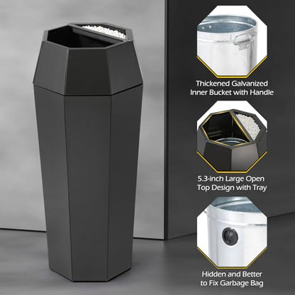 Dyna-Living Commercial Trash Can Large Stainless Steel Garbage Can with Lid