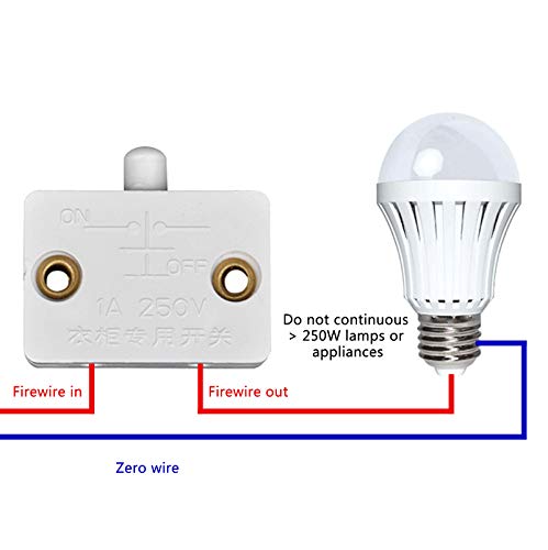 6Sets Wardrobe Closet White Electrical Light Switches Normally Closed Lamp Switch,for Cabinet Lights Closet Doors Closet Lights Wardrobe Cabinet Pantry Closet Pantry Light On Off Switch - color: White