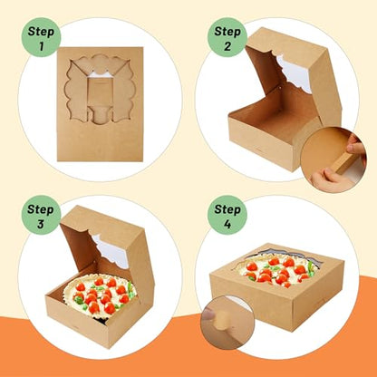20 Pack 9x9x3inch Halloween Bakery Boxs for Farm Markets - color: Brown