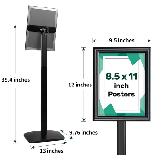 3 Pack Heavy Duty Pedestal Sign Holder 8.5 x 11" Floor Standing Sign Holder - color: Black, size: 8.5x11in-3p