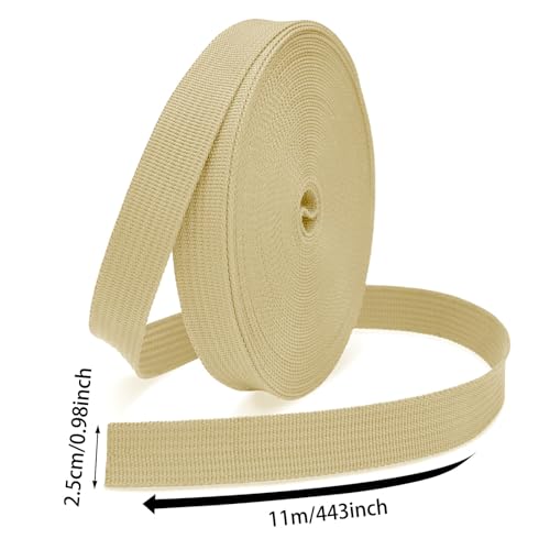Woven Webbing Straps, 1 Inch Wide Polypropylene Webbing Tote Bags Leash Straps for Making Bag Handles, Dog Collars, Crafts Outdoor Supplies, 12 Yards Beige - color: Beige, size: 12 Yards