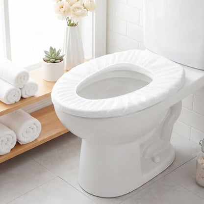 Dunzoom 100 Pack Disposable Toilet Seat Covers, Flushable Non Woven Fabric Travel Toilet Seat Covers for Outing Hotel Hospital Camping Public Restroom
