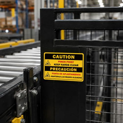 24 Pack 5 x 3.5 Inch OSHA Compliant Bilingual Pinch Point Warning Stickers