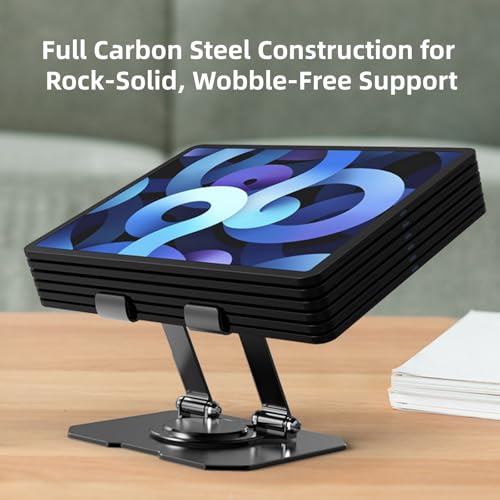360° Rotatable Metal Tablet Stand, Adjustable Folding Desktop Stand for iPad/iPhone/Switch, Universal Use for Office/Movie/Studying/Drawing/Gaming, Black - color: Hollow Stand - Black