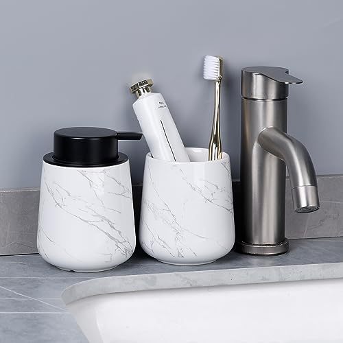 BosilunLife Ceramic Soap Dispenser - Dish Soap Dispenser for Bathroom 12Oz - color: Marble