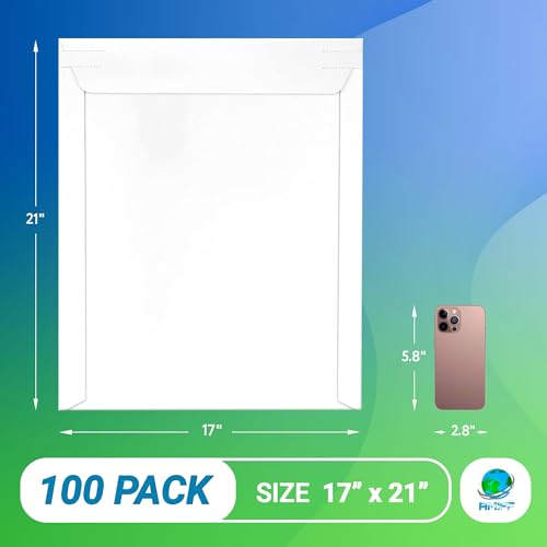 Rigid Mailers with Self-Seal, White 17 x 21 Inches, 100 Pack, 550 GSM Thick Paperboard Envelopes for Documents, Photos, CDs - color: White, size: 17" x 21" / 100 Pack