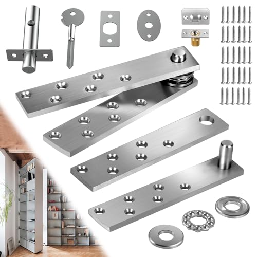 Pisman Pivot Door Hinges Heavy Duty, 360 Rotation for Secret Door - style: Simple Lock Style