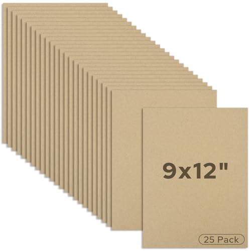 Mat Board Center 25 Pack 9x12 Corrugated Cardboard Sheets 1/8" Flat Pads - color: Brown, size: 9x12
