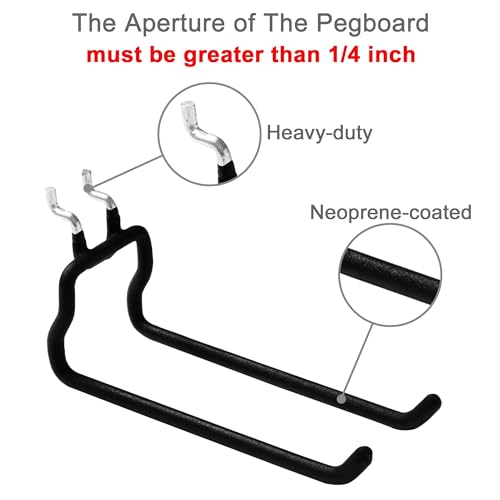 FRIMOONY 12 PCS Heavy Duty Pegboard Hooks, for Organizing Various Tools, for 1/4 Inch Pegboard, Black