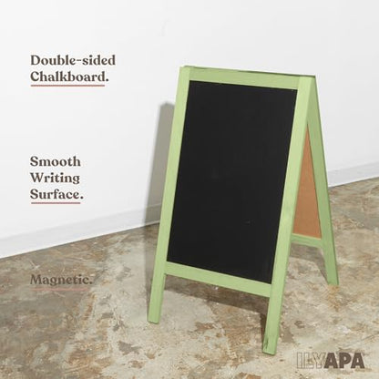 Ilyapa A Frame Chalk Board Easel Sign 40x20 in - Sandwich Signs Outdoor - color: Sage