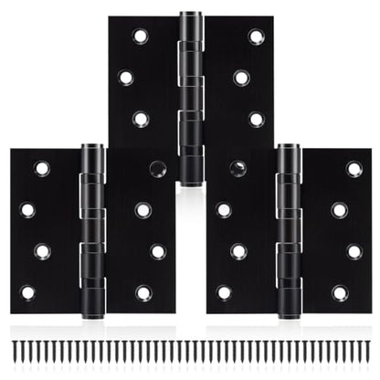 3 Pack Black Door Hinges 4 x 4 Inches, Heavy Duty Stainless Steel Ball Bearing Hinges with Screws, Square Corner, Smooth and Quiet - size: 4x4inch - 3 Pack