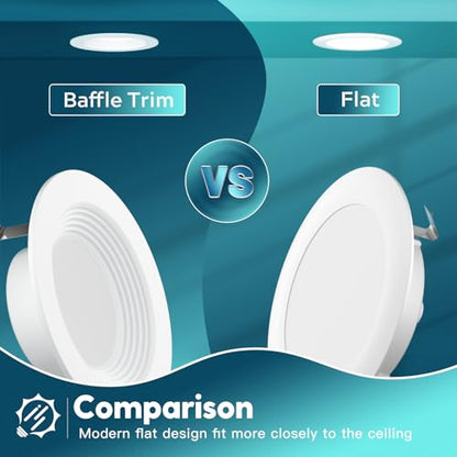 FREELICHT 12 Pack Retrofit LED Recessed Lighting 4 Inch, 5CCT, White - color: White, size: 4 Inch