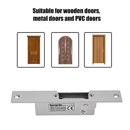 Electric Strike Lock, Door Access Control NC/NO Fail Secure, 500Kg Thrust Withstand, Electric Lock for Wood Metal PVC Door