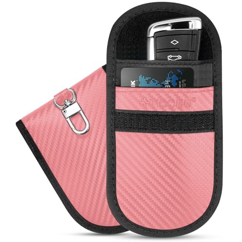 TICONN 2PK Faraday Bag for Car Key Fob, Anti-Theft NFC RFID Blocking Pouch - color: Pink, size: Small