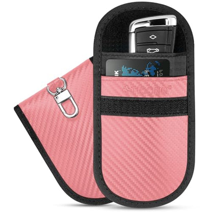 TICONN 2PK Faraday Bag for Car Key Fob, Anti-Theft NFC RFID Blocking Pouch - color: Pink, size: Small