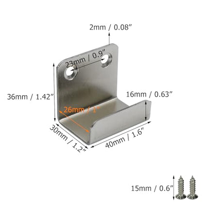 Coshar 10Pcs Stainless Steel Hanger Bracket for Tile Billboard - size: 25mm Inner Width(Silver)