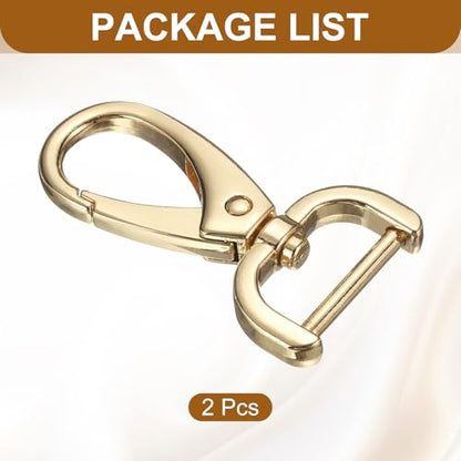 HARFINGTON 2Pcs Detachable Snap Hook Swivel Clasp 3/4" D Ring with Swivel Lobster Claw Clasps Hook for Purse Strap Keychain Bag DIY Craft, Gold - color: Gold, size: 3/4"