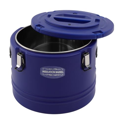 30L/7.9 Gal Insulated Soup Carrier, Stainless Steel Insulated Soup Container Bucket Hot & Cold Thermal Bucket with Lid Commercial Food Warmer for Parties Picnics Cafes Restaurants - color: Blue, size: 30L/7.9 Gal