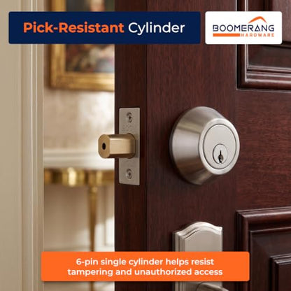Boomerang DB7431 Heavy-Duty Designer Commercial Deadbolt Lock, 6-Pin - color: Satin Chrome (US26D), style: 6 Pin Cylinder