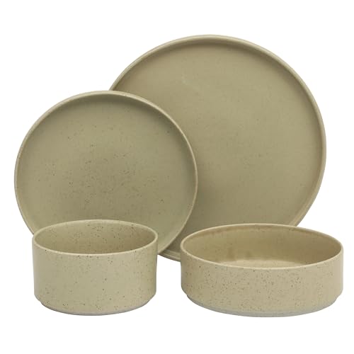 Gibson Elite Tatum Premium Porcelain Matte Reactive Glaze 16-Piece (Service for 4) Plates and Bolws Stackable Dishes Ceramic Dinnerware - Green - color: Green (Tatum)