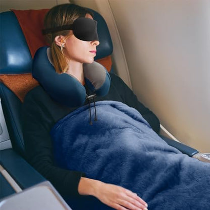 urnexttour Travel Pillow and Blanket Set Neck Pillow Airplane Foam Blue - color: A-blue