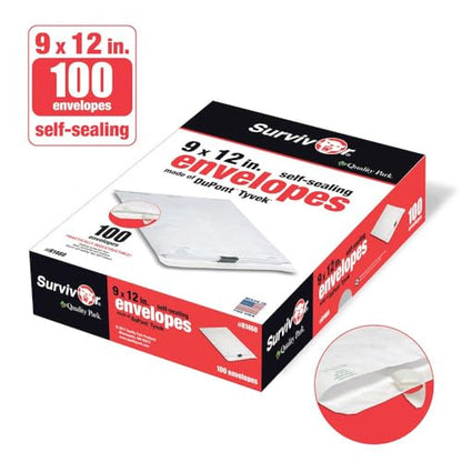 Quality Park Survivor R4650 12x16x2 Tyvek Expandable Booklet Mailer Case of 100 and R1460 9x12 Tyvek Mailer Box of 100