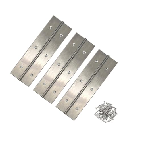 6-Inch 3-Pack Silver Heavy Duty Stainless Steel Piano Hinge, Long Hinge， - size: 6inch(Silver)3Pcs