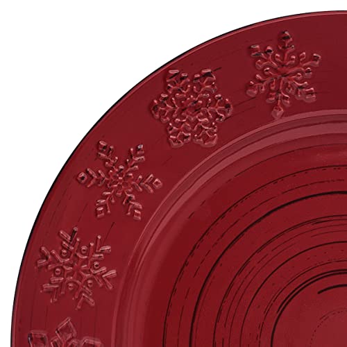 Pfaltzgraff Trellis Snowflakes 12 Piece Dinnerware Set, Service For 4, Red - color: Red Snowflake