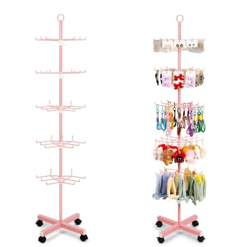 Flenpptly 5-Tier Spinning Display Stand, 360° Retail Display Racks, Pink - color: Pink