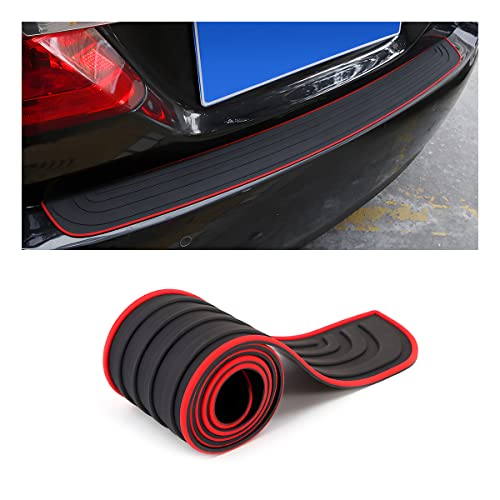 8sanlione Non-Slip Rubber Car Rear Bumper Guard Strip, Black/Red/40.9" x3.5 - color: Black/Red, size: 40.9"x3.5"