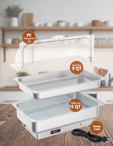 GarveeHome Electric Chafing Dish Buffet Set with 1 * 9 QT Full-Size Pan - size: 1 x 1/1 Size Pan