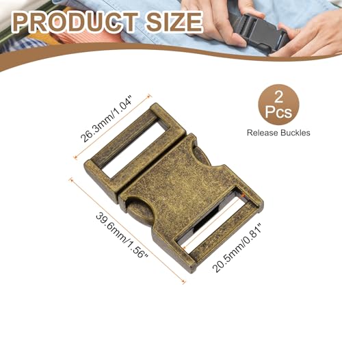 HARFINGTON Metal Quick Side Release Buckles Zinc Adjustable Quick Release Buckle Replacement Snaps Clips Clasps - color: Bronze, size: 1-1/2"(38mm)
