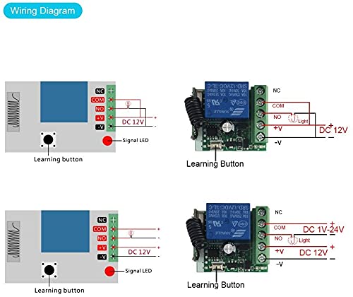 QIACHIP DC 12V 1CH 433Mhz RF Wireless Relay Module Remote Access Control Switch Momentary Toggle Delay Transmitter with Receiver for Doors,Lights(2 Relays + 4 Remote) - color: KR1201B_1-2