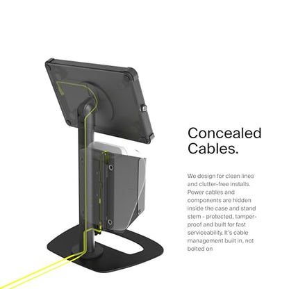 SPROCKET X Print Mini Desktop Tablet Stand with Brother QL Label Printer Integration - Professional iPad Stand for Desk that Reimagines Visitor Management and Check-in - Compatible with iPad 11”